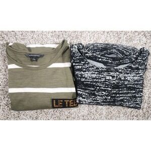 Banana Republic Women‎ Top Med Green Fitted Low Tee & Gray Pleated Back Lot Of 2
